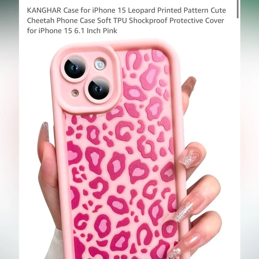 NWOT iPhone 15 case. Pink leopard cheetah